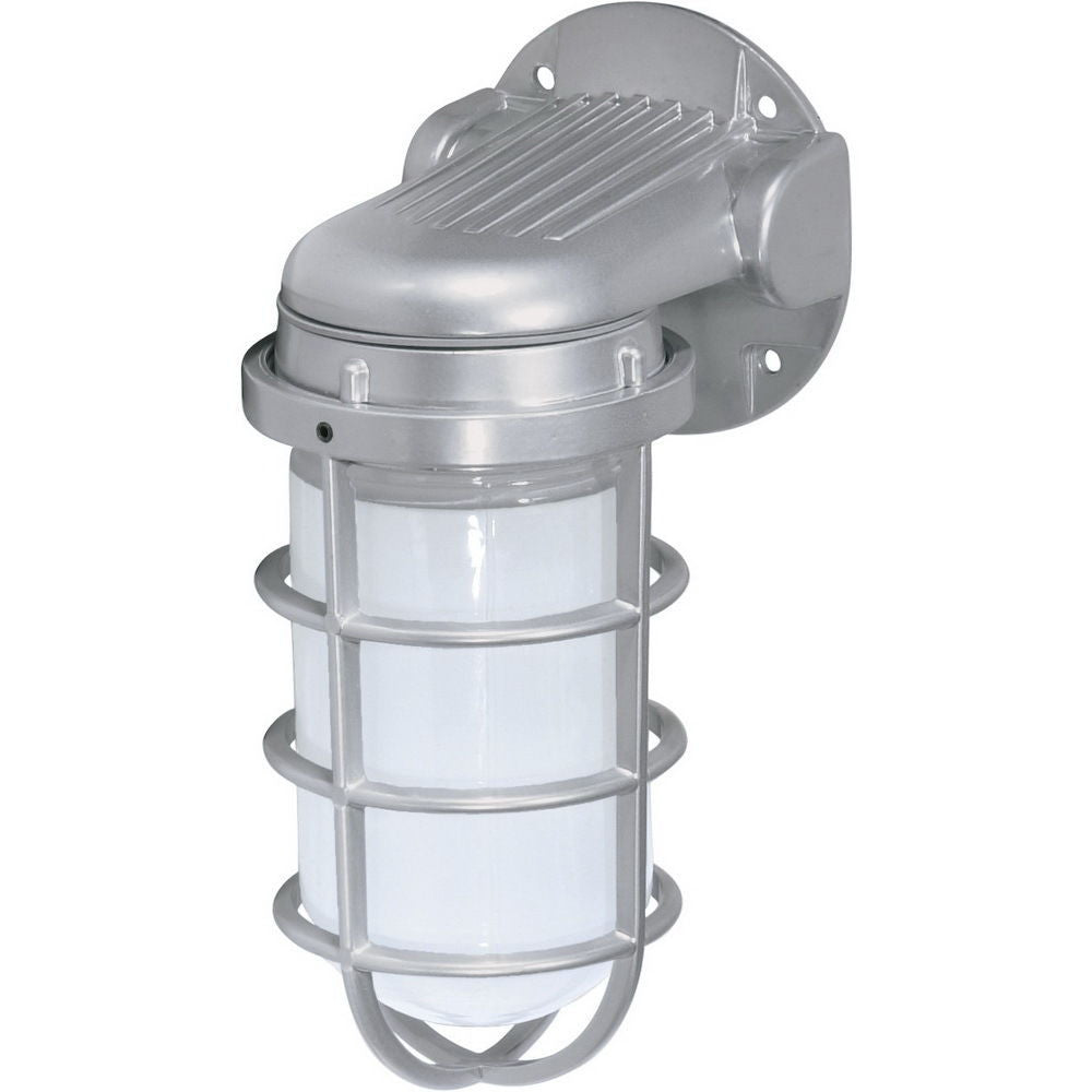 Nuvo Lighting 76-620 One Light Industrial Exterior Outdoor Wall Lantern in Metallic Silver Finish