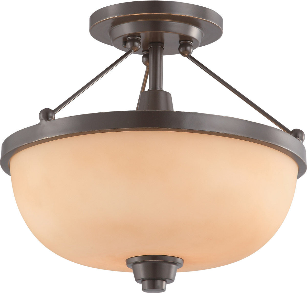 Nuvo Lighting 60-4208 Helium Collection Two Light Semi Flush Ceiling Mount in Vintage Bronze Finish