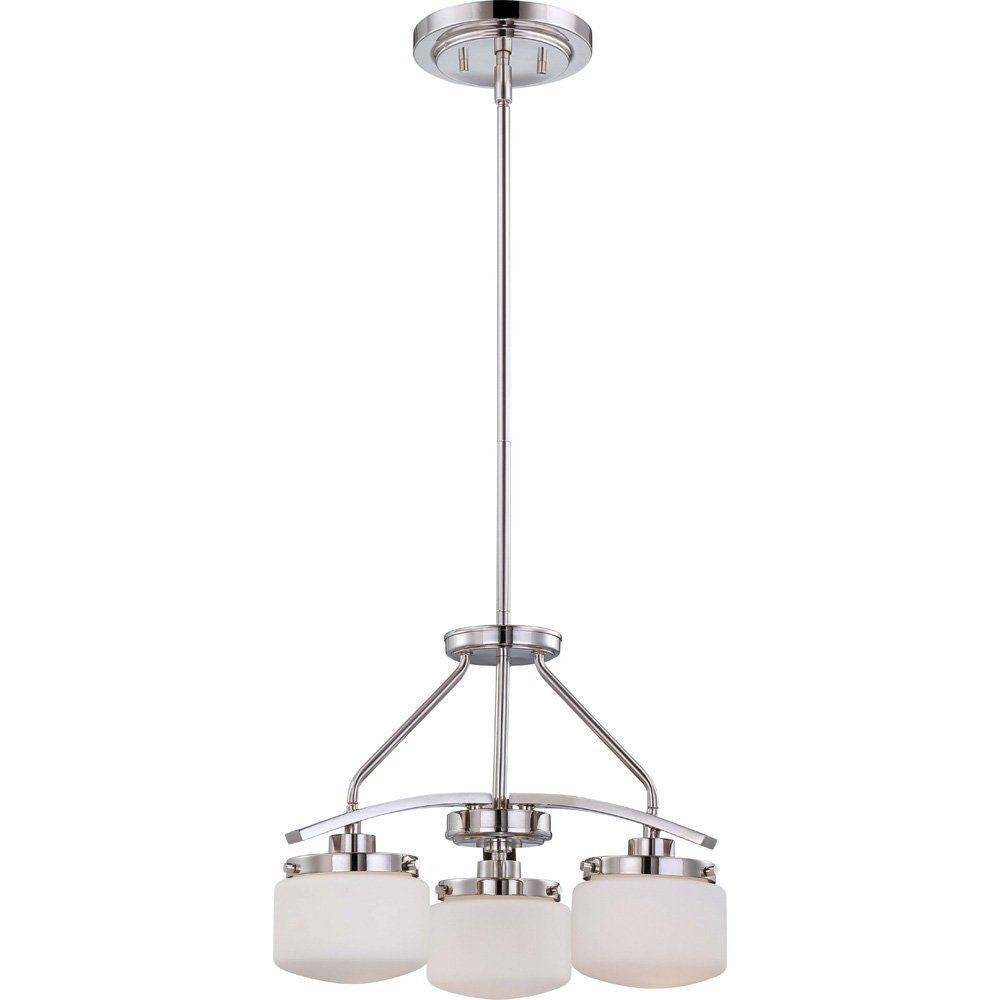 Nuvo Lighting 60-5027 Austin Collection Three Light Hanging Pendant Chandelier in Polished Nickel Finish