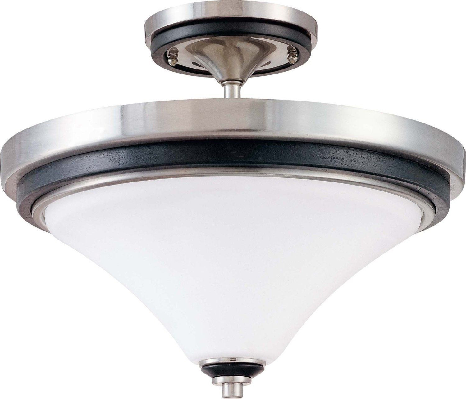 Nuvo Lighting 60-1747 Keen Collection Two Light Semi Flush Ceiling Mount in Brushed Nickel Finish