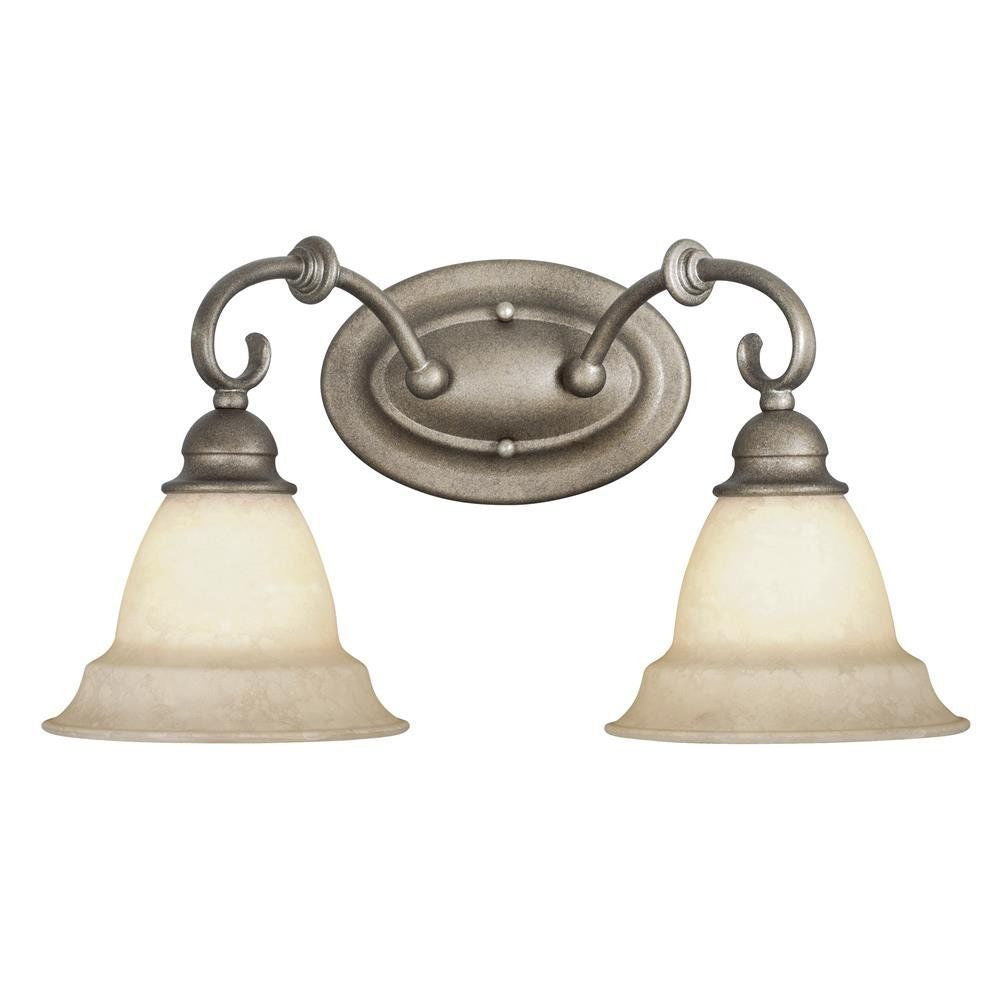 Vaxcel Lighting OMVLD002 BS Two Light Vanity Bath Wall Fixture in Bronze Stone Finish