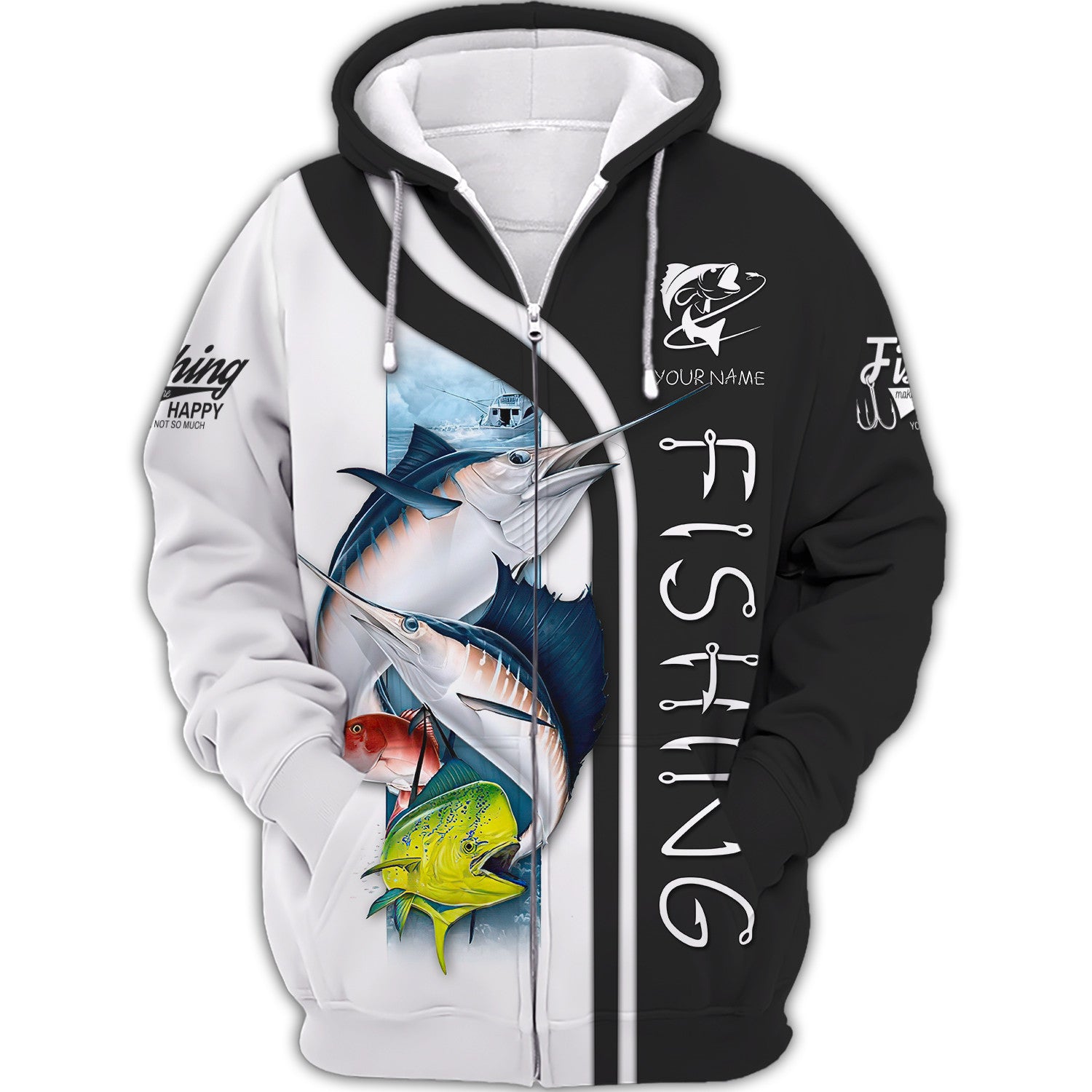 Fishing Custom Shirt Fisher 3D Zipper Hoodie Fishing Make Me Happy