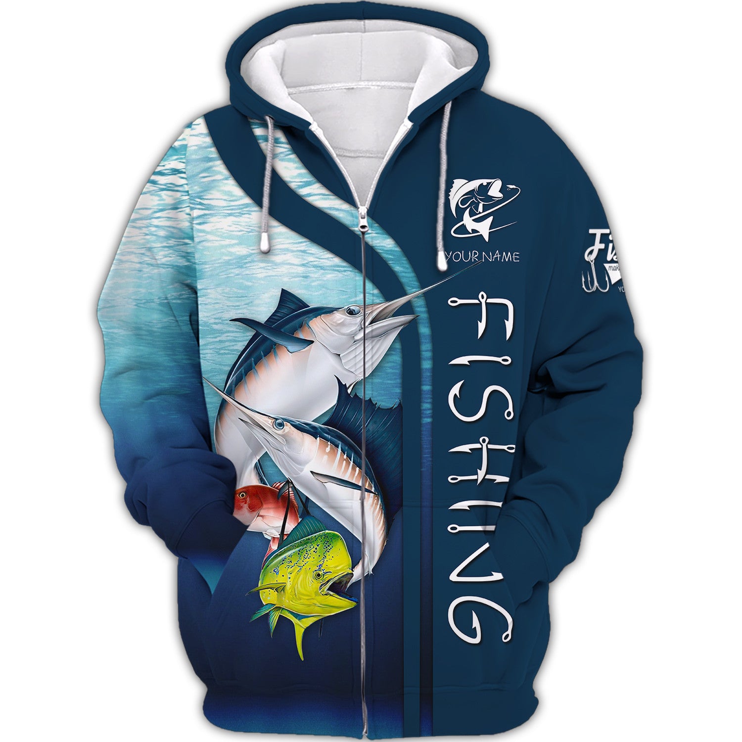 Fishing Custom Shirt Fisher 3D Zipper Hoodie Fishing Make Me Happy