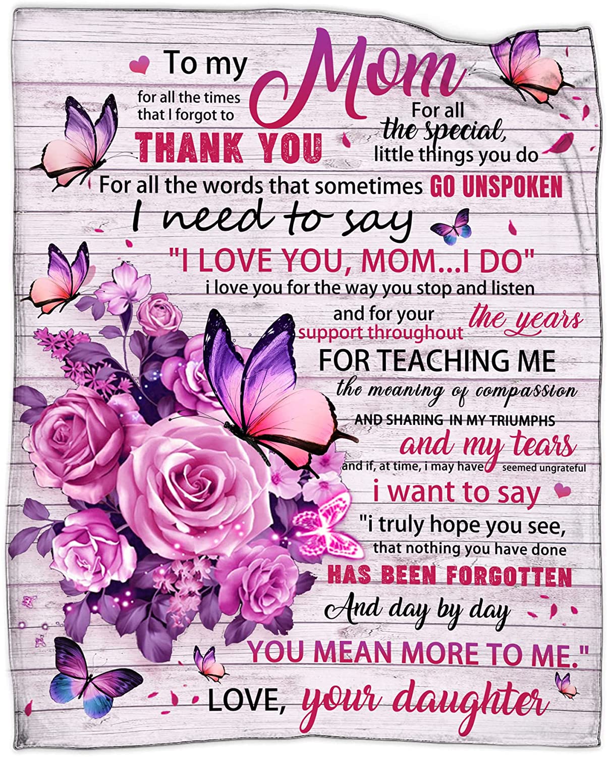 Mom Gifts, To My Mom Blanket, Mom Gift From Daughter, Everything I Am Is  Because Of You, Throw Blanket, Blanket Gift For Mom