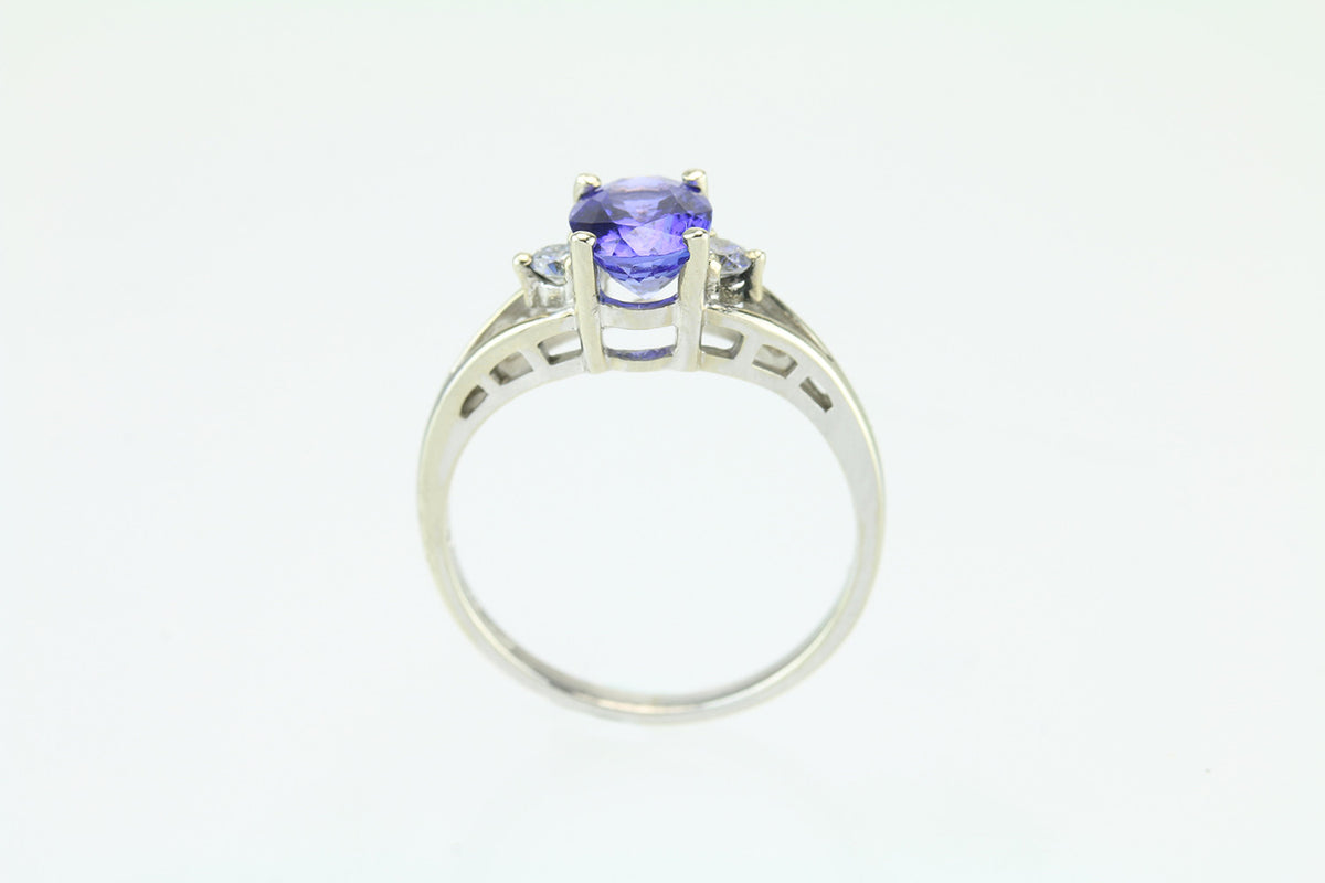 Tanzanite And Diamond 14kt White Gold Ring. - Pyramid Studios