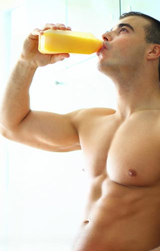 Man drinking Supple Instant with glucosamine before workout.