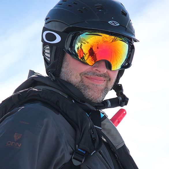 Peter Apatow Supple Founder and CEO in ski helmet and goggles. Creator of Supple Healthy Joints supplement.