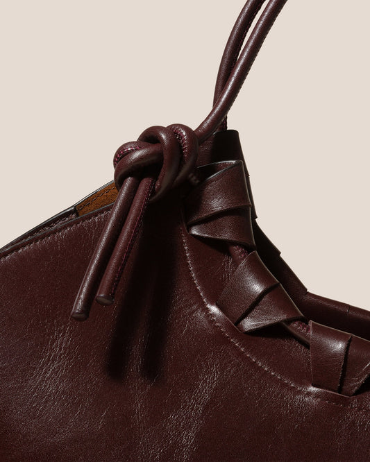 Beige Castell leather and raffia tote bag, Hereu