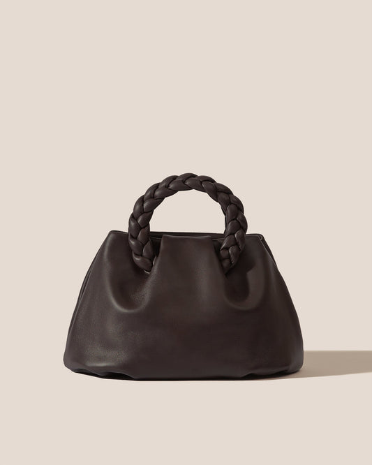 Hereu Bombon Braided Leather Top-handle Bag In Dark Almond