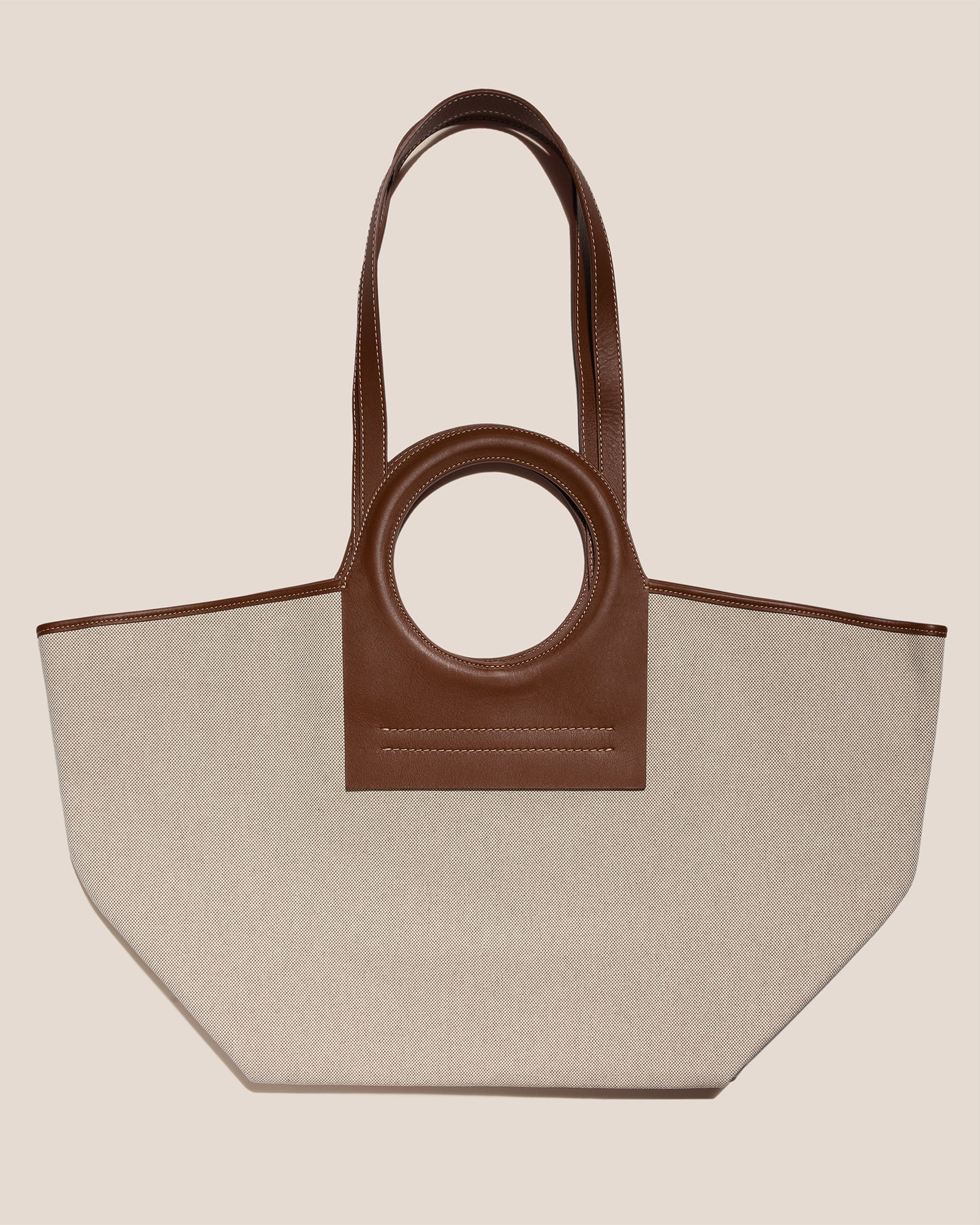 CALA L - Leather-trimmed Canvas Tote Bag – Hereu Studio