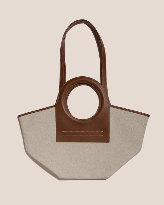 Hereu - Beige and Brown Chestnut Leather and Canvas Cala Tote Bag