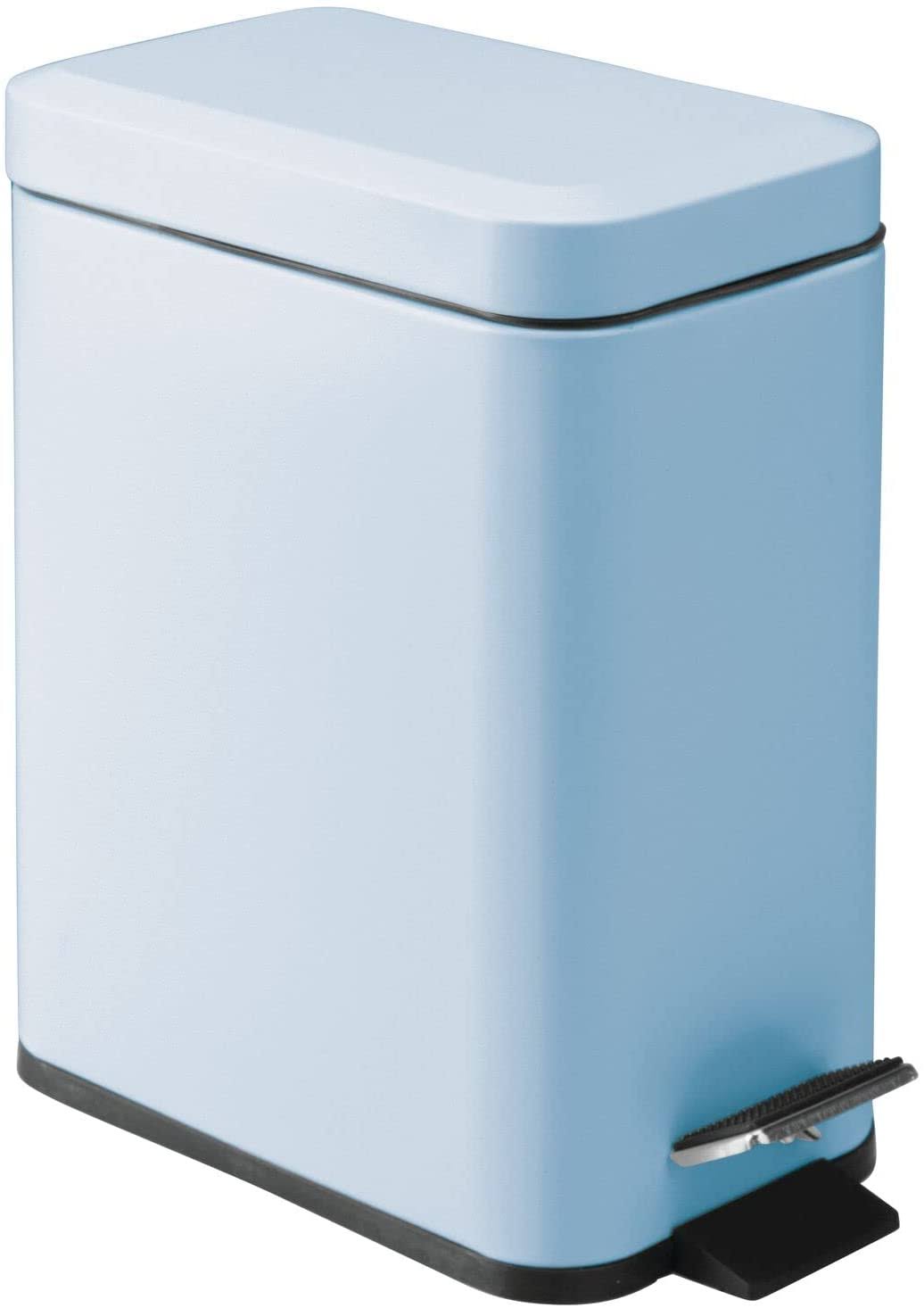 5 Liter Metal Step Trash Can Garbage Bin, Rectangular by mDesign