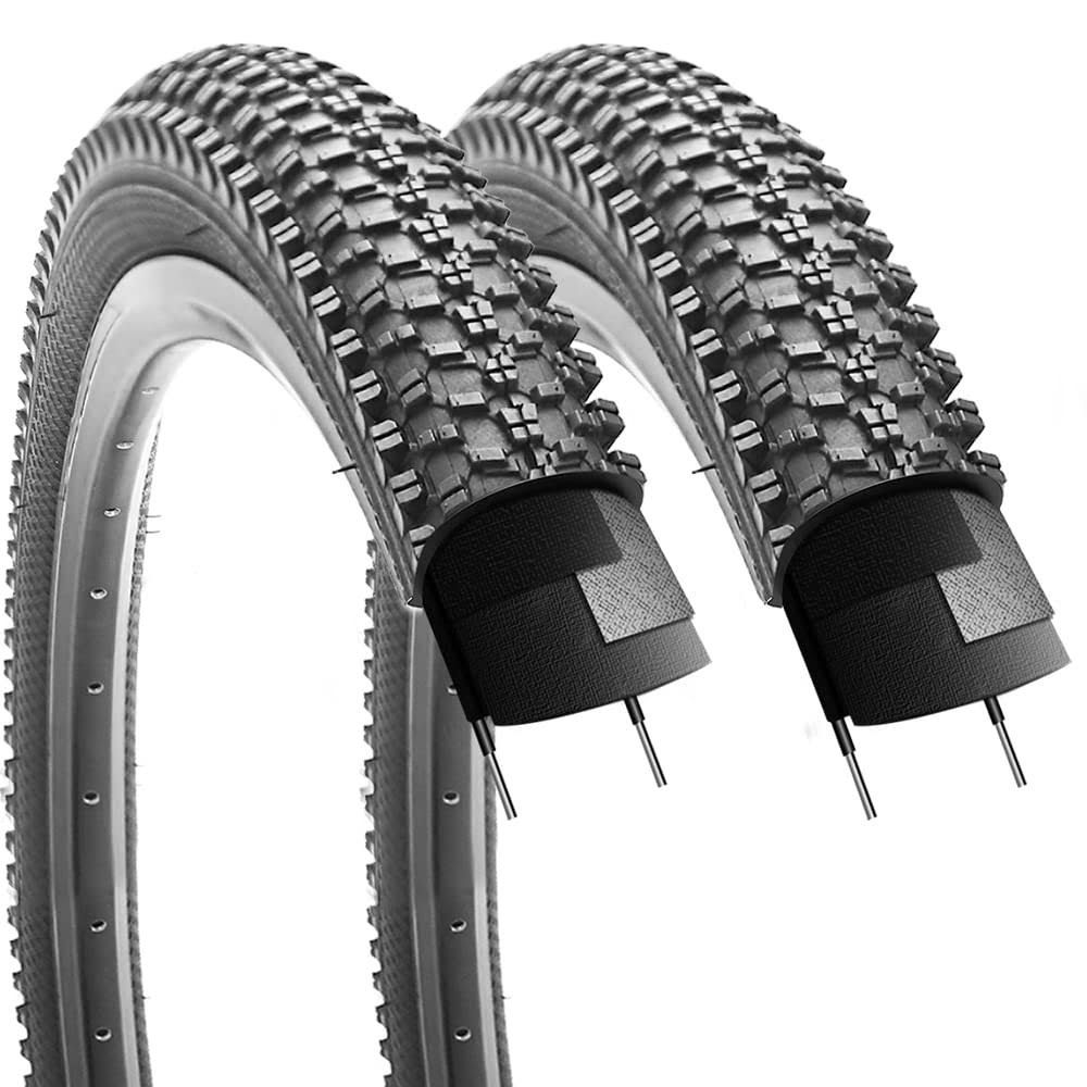 2 Pack 24"/26"x1.95" 26"x2.1" 20"x2.125" 27.5"x2.125" Inch Bike Tire Folding Bead Replacement Tire Double Packing for MTB Mountain Bicycle Tire