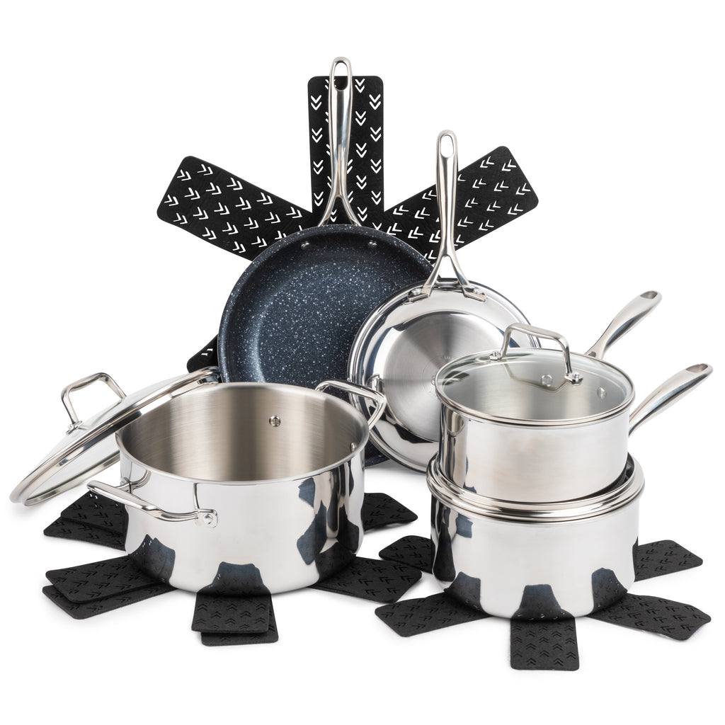 Thyme & Table Nonstick 12 Piece Supreme Cookware Set, Cream