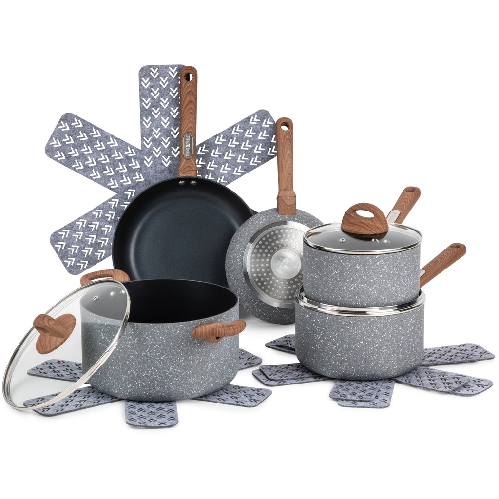 8-Piece Granite Coated Cookware Set - Non-Stick Pots and Pans -Kitchen  Essential