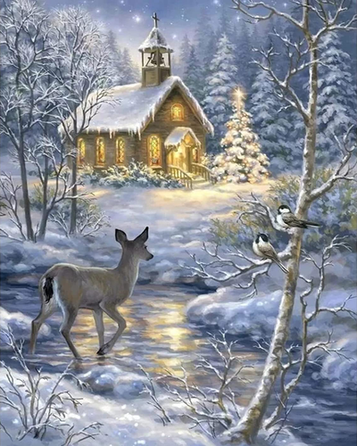 Diamond Painting - Dog in the Snow