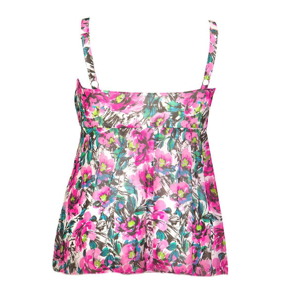 Pink Floral Fly Away Mesh Tankini Plus Size Swim Top – Swimsuits Just ...