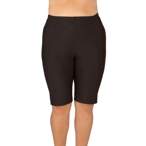 Women's Plus Size Swim or Bike Shorts - Long (Black) | Curvy Fashion ...