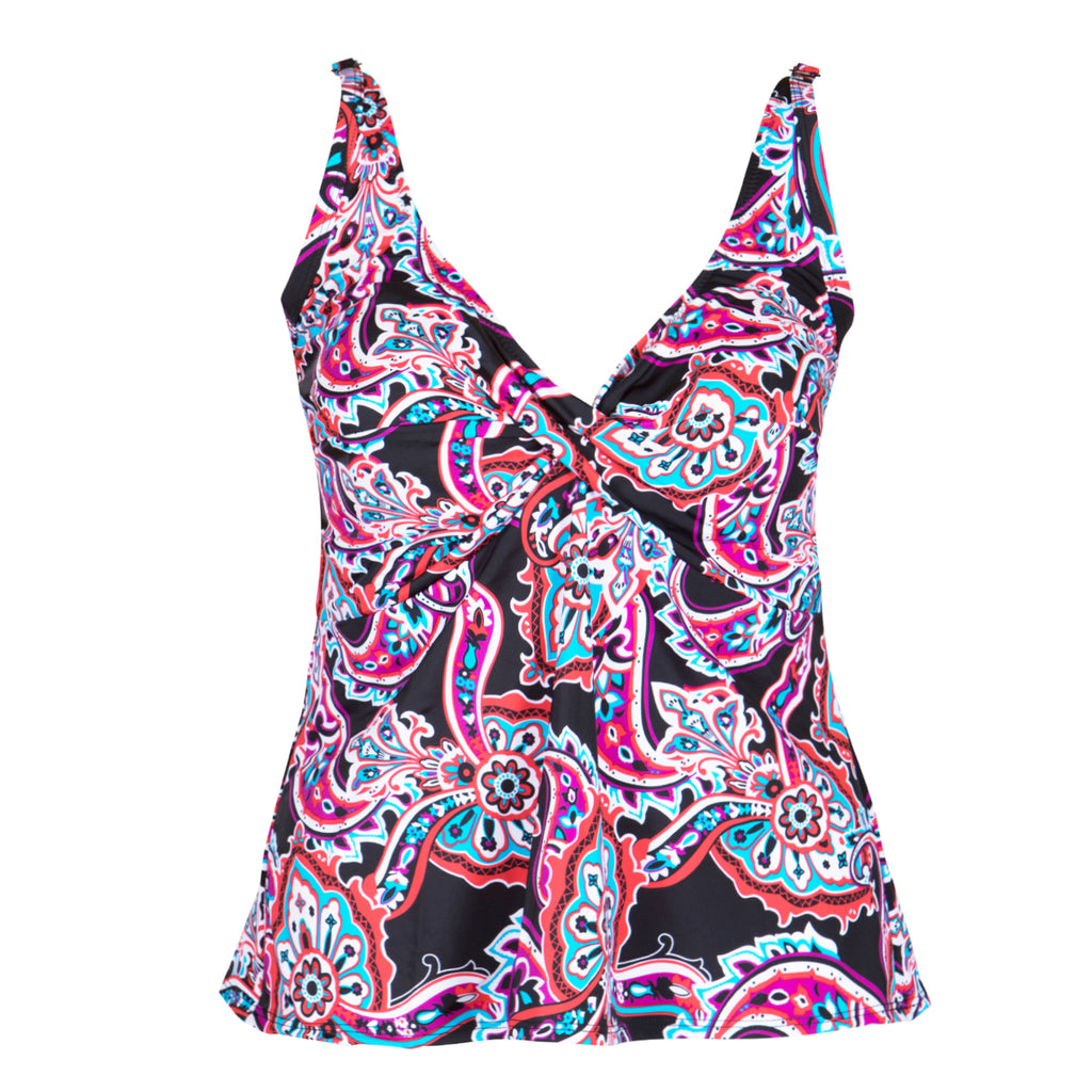 Paisley plus size swimtop and bathing suit top -Front