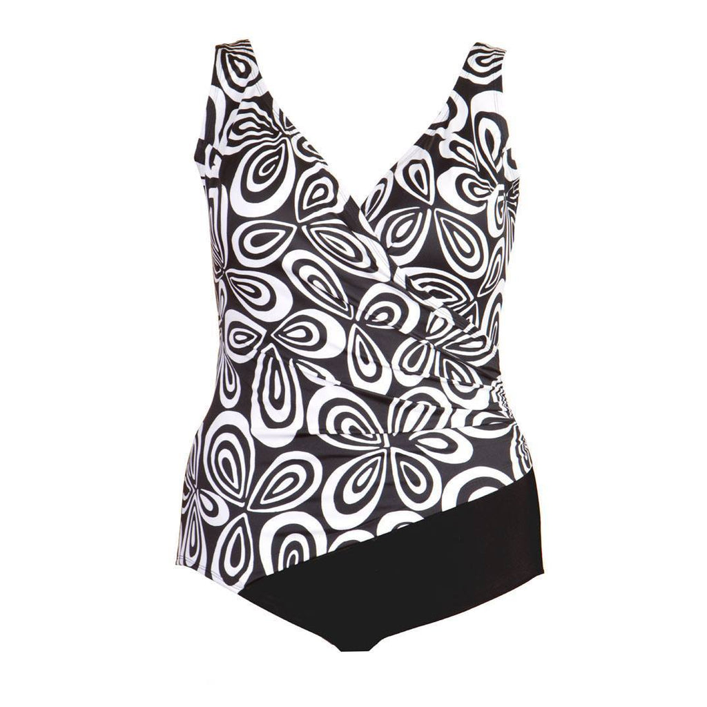 Plus Size Swimsuit -Black and White Surplice -Final Clearan – Swimsuits ...