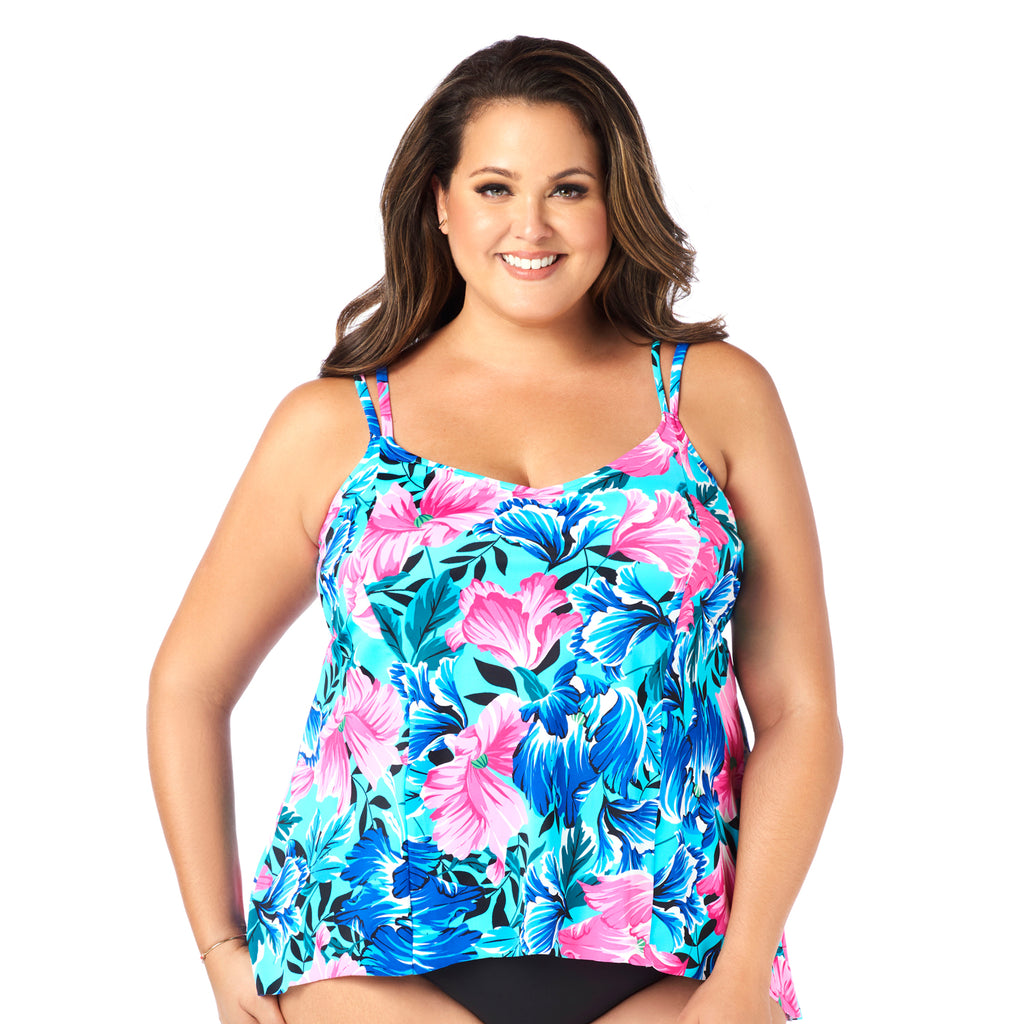 Plus-Size Swimsuit Tankini Top - Petal Show – Swimsuits Just For Us
