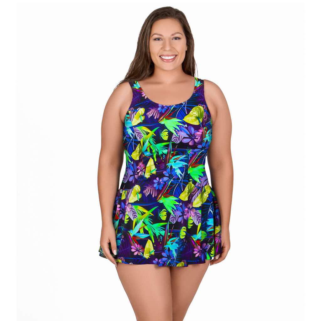 T.H.E. Women's Mastectomy Plus Size Swimdress - Tropical Dreams ...
