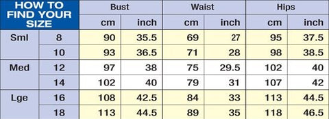 Outline Clothing Size Chart