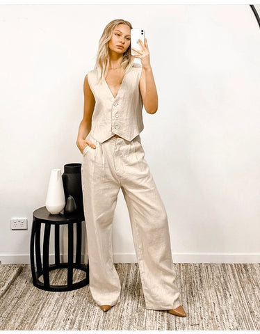 Natural colour Linen Pants from Outline Clothing