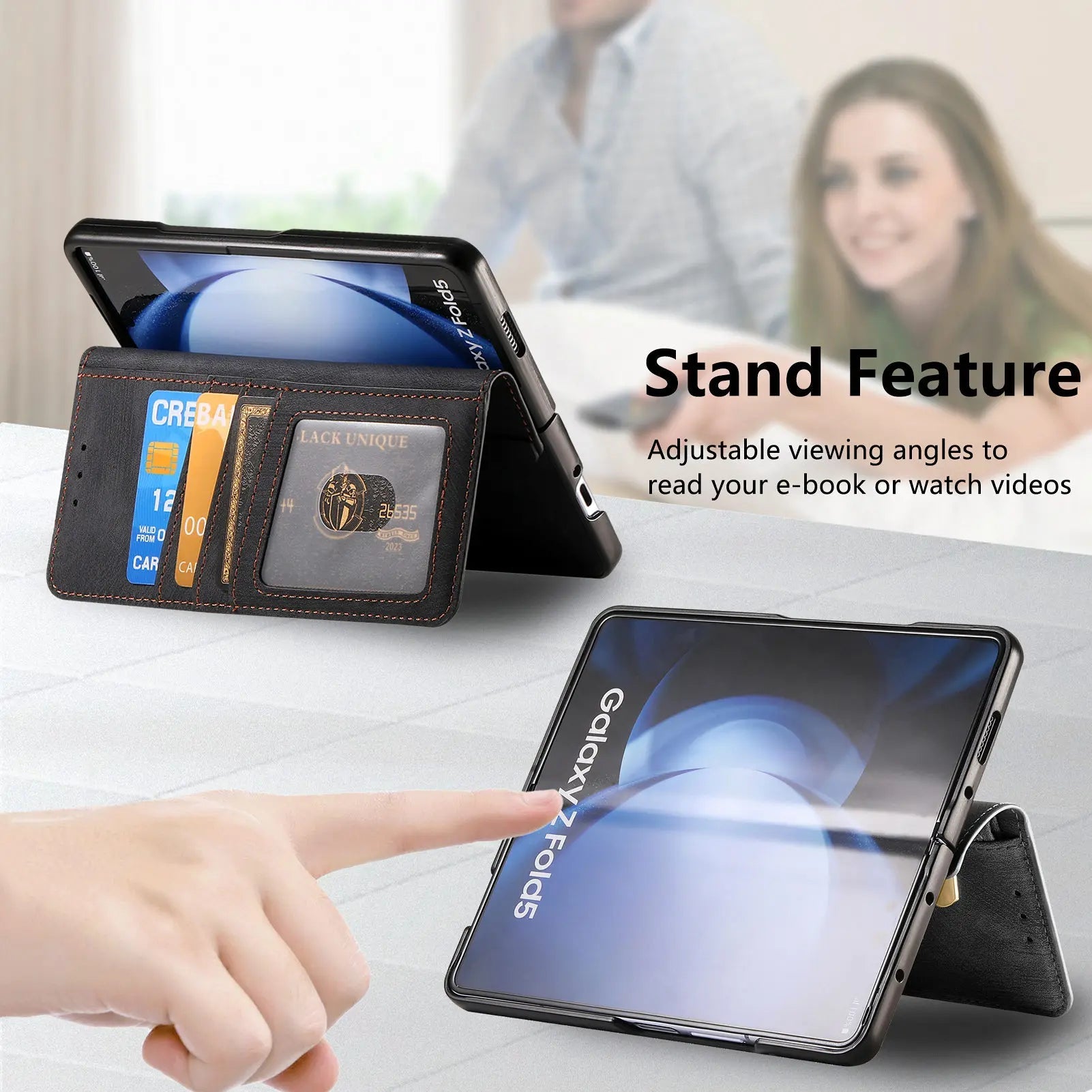 Hands-free viewing with flip holder in EliteFold case