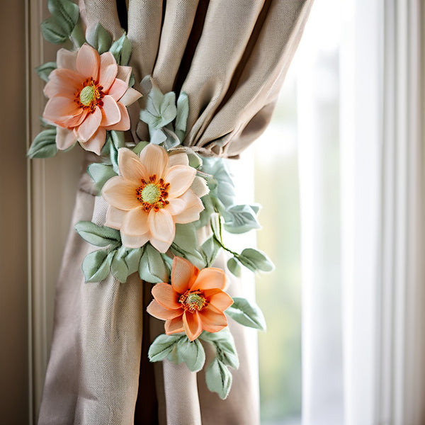 Fabric flowers curtain tieback