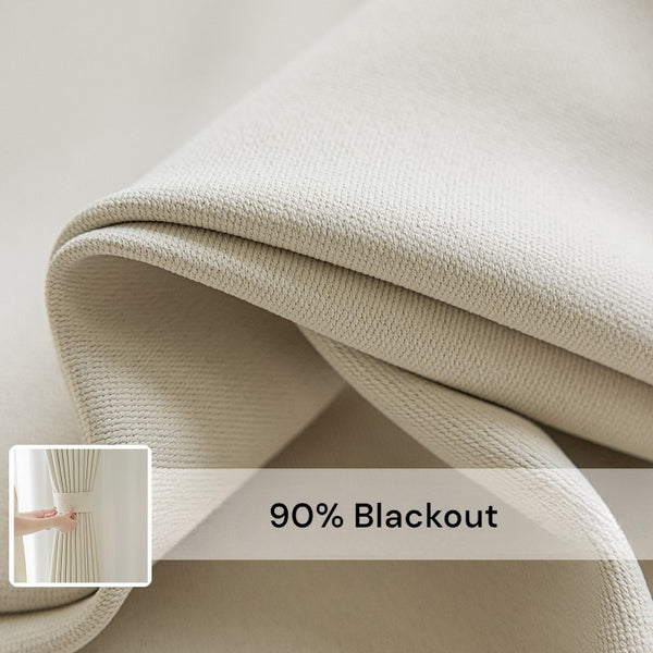 Cream Japandi Cotton Linen Blackout Custom Curtain