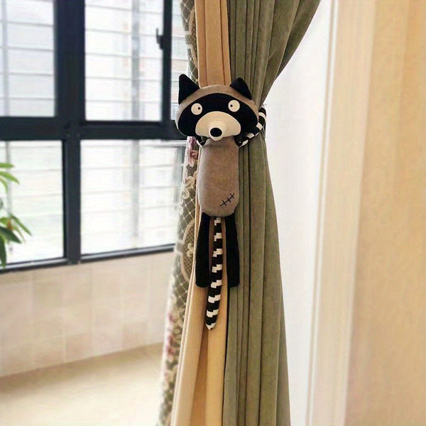 Small stuffed animals as curtain tie backs