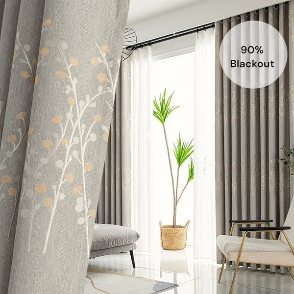 Rustikaler Jacquard-Baumdruck lichtundurchlässiger maßgeschneiderter Vorhang