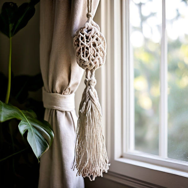 macrame tassels curtain tie backs