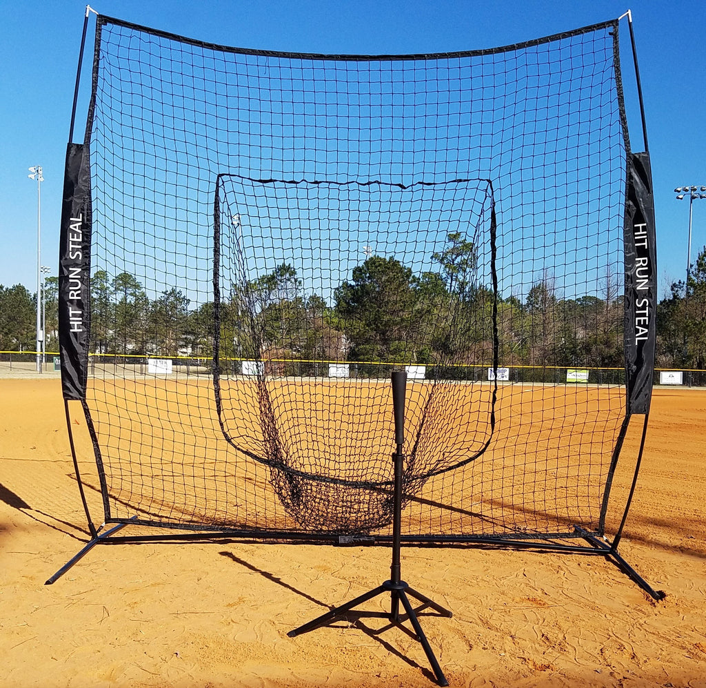 Baseball and Softball Portable Hitting Net and Travel Tee Bundle