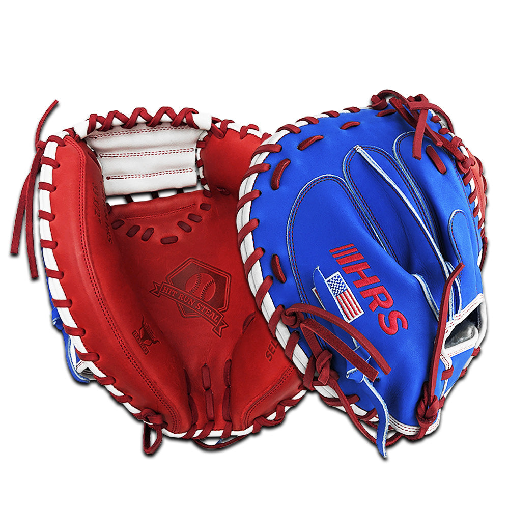 red baseball mitt