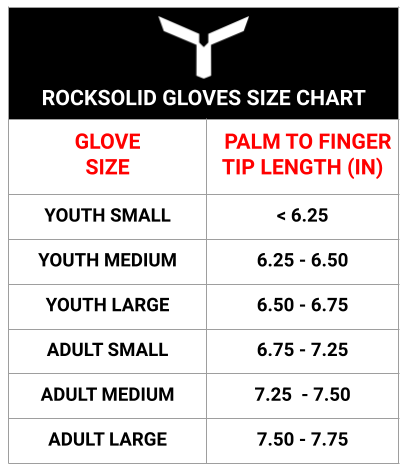 ROCKSOLID SIZE CHART - Gloves