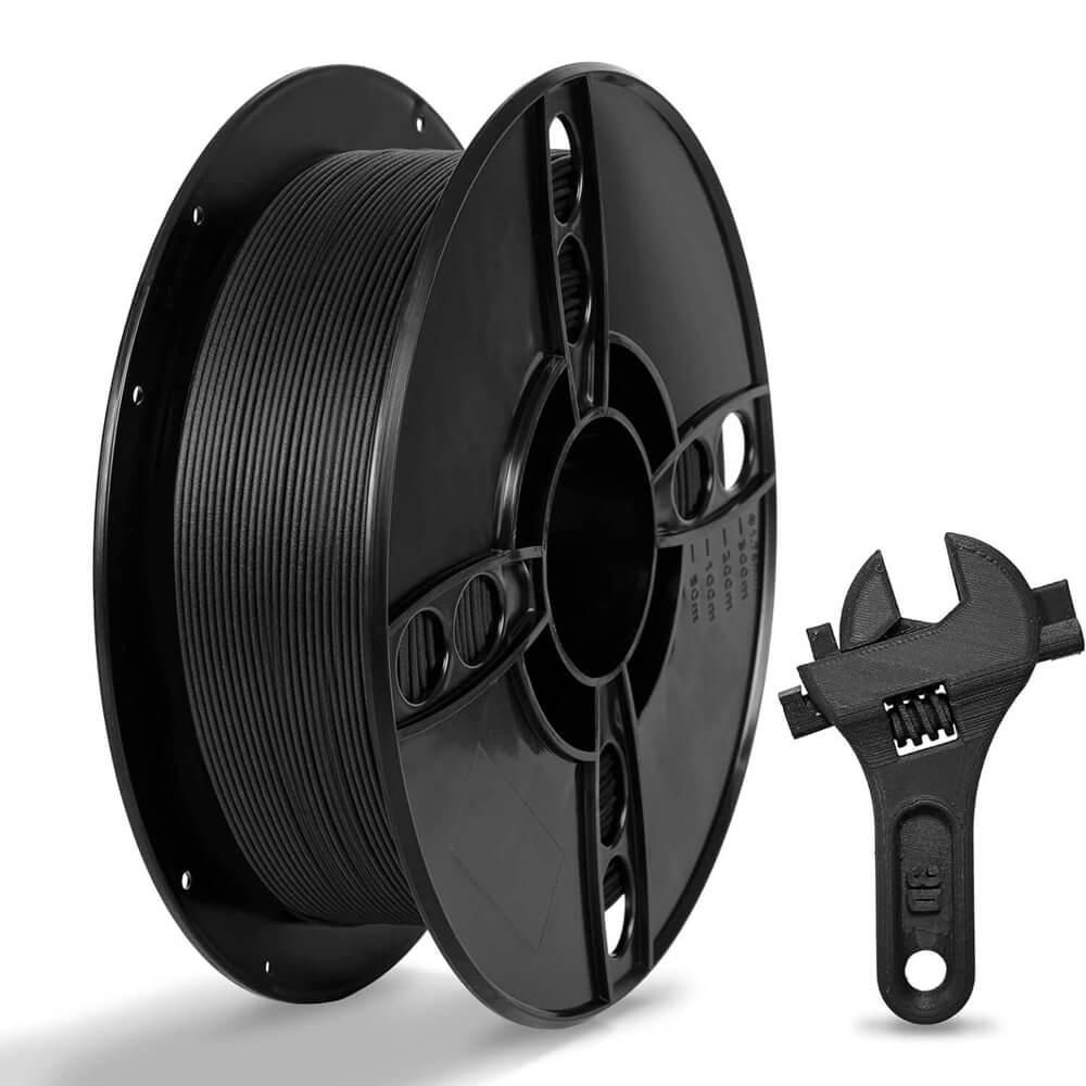 Tronxy Carbon Fiber Filament PLA 1.75mm Reinforced 3D Printer PLA Filament Black PLA 3D Filament PLA-CF 1.75 Filament 1 KG Spool 2.2 LBS for 3D Printers