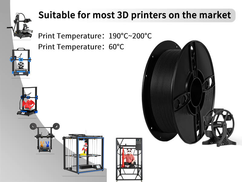 Tronxy Carbon Fiber Filament PLA 1.75mm Reinforced 3D Printer PLA Filament Black PLA 3D Filament PLA-CF 1.75 Filament 1 KG Spool 2.2 LBS for 3D Printers