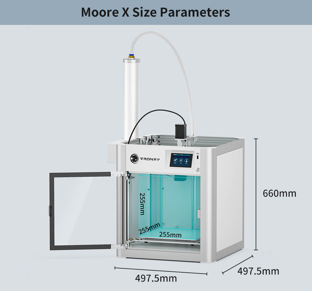 Tronxy Moore X Clay 3D Printer Fully Assembled with Enclosure Aluminum Barrel Feeding System Electric Putter Ceramic Printing Size 255x255x255mm