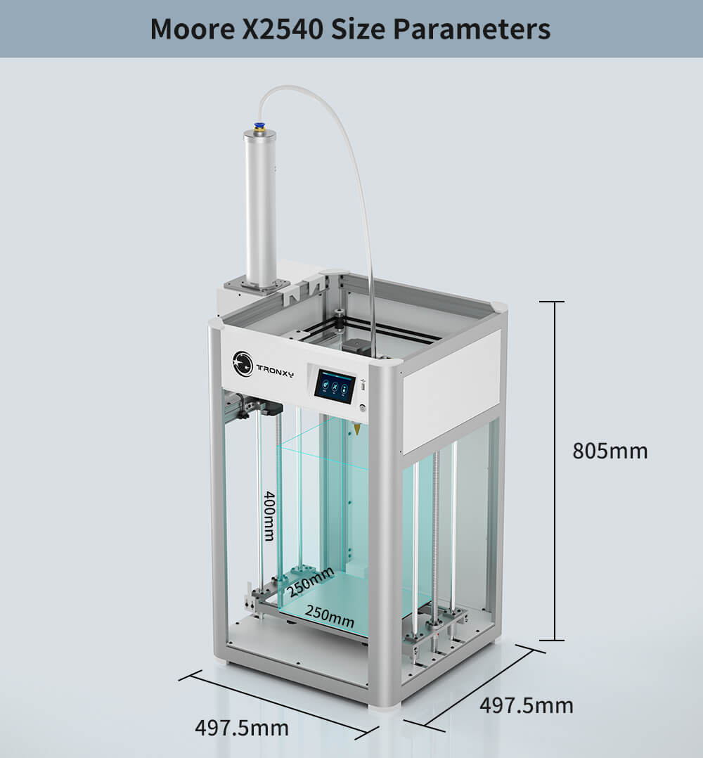 Tronxy Moore X2540 Clay 3D Printer Fully Assembled with Enclosure Aluminum Barrel Feeding System Electric Putter Ceramic Printing Size 250x250x400mm