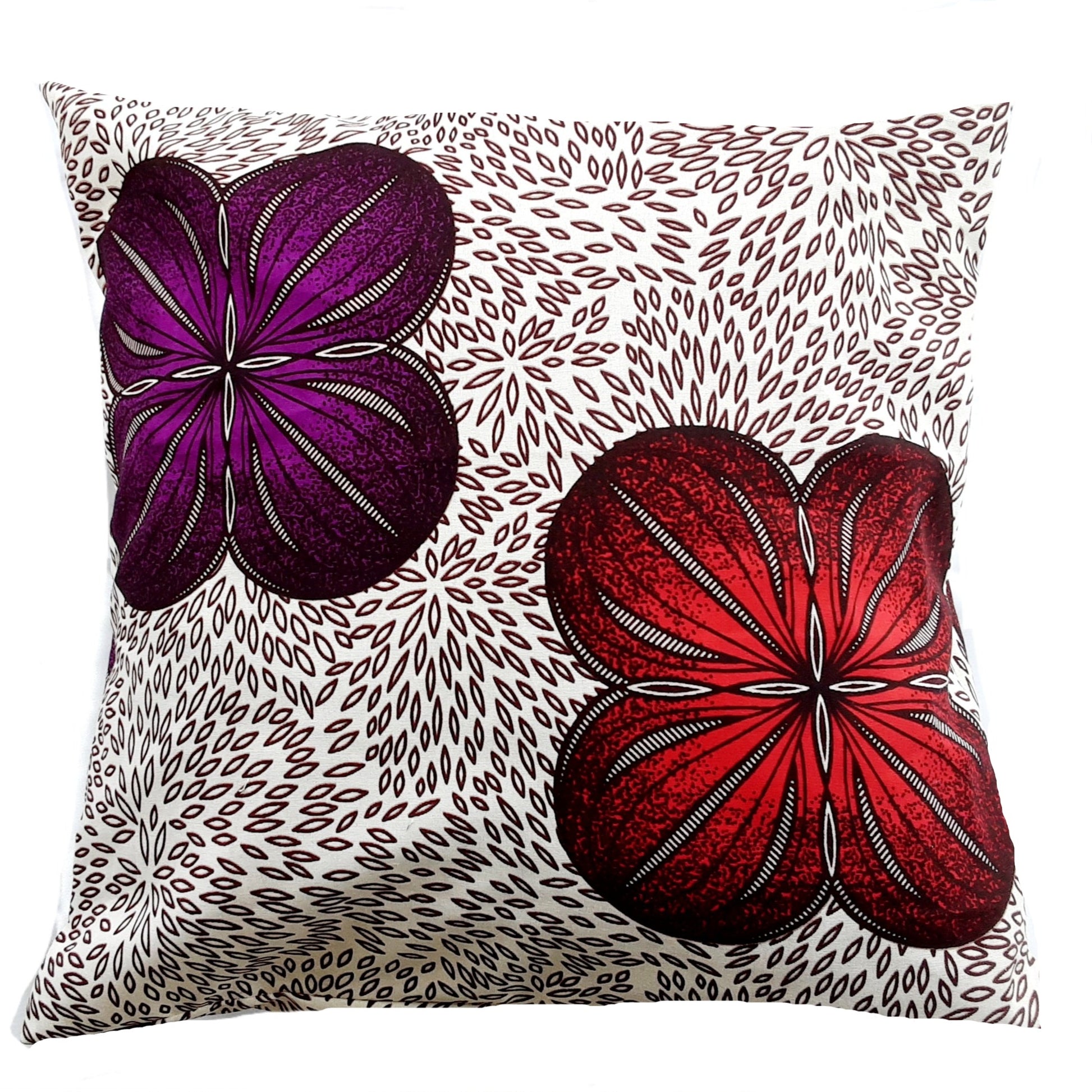 Housse de coussin décoratif fleurs rouge et violette – Nicaddo