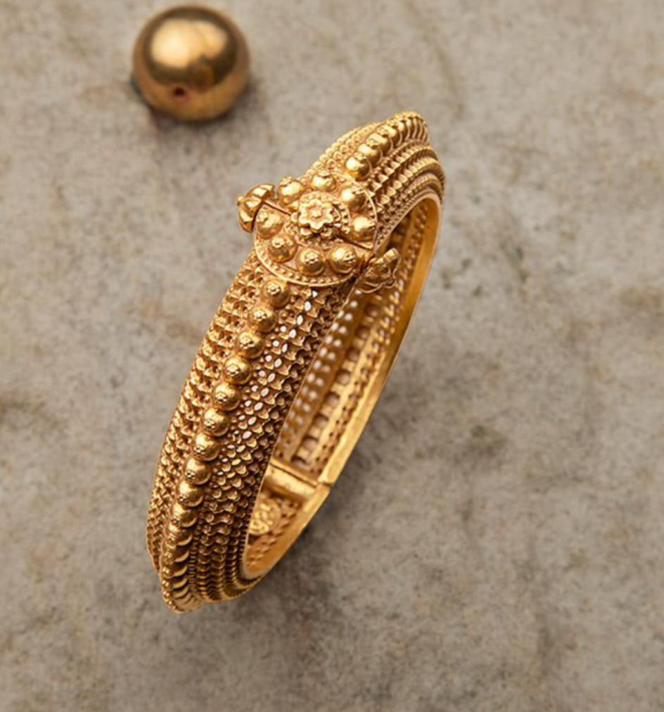 925 Silver Bagiya Surya Chandra Gold Bangle – Amrrutam Jewellery