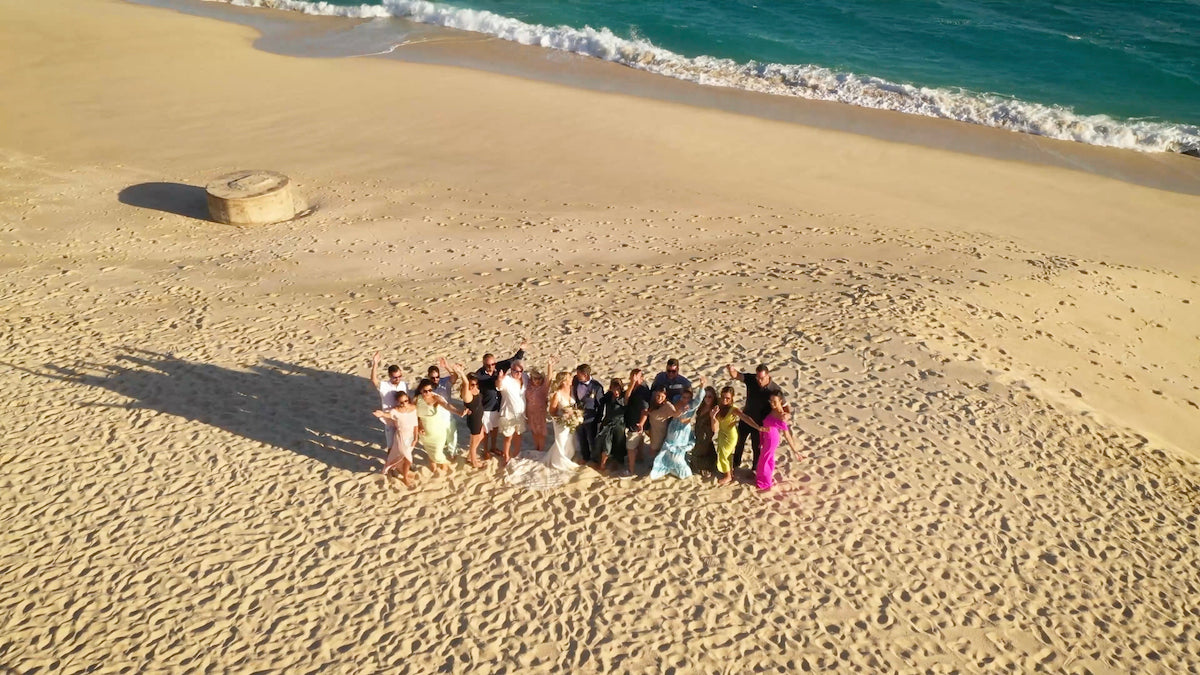Beach guest drone at Marquis Los cabos in a wedding