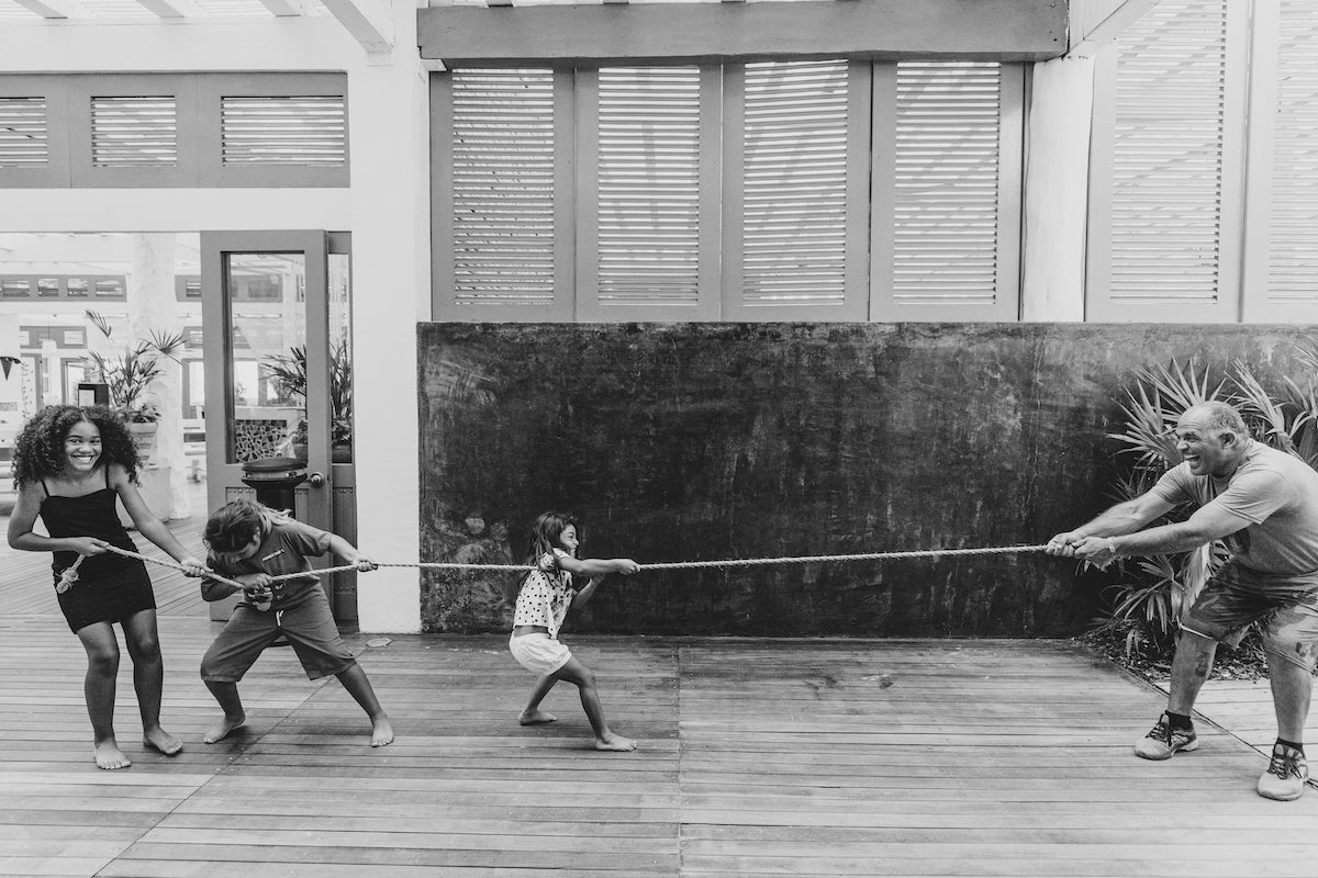 Family playing during a photoshoot