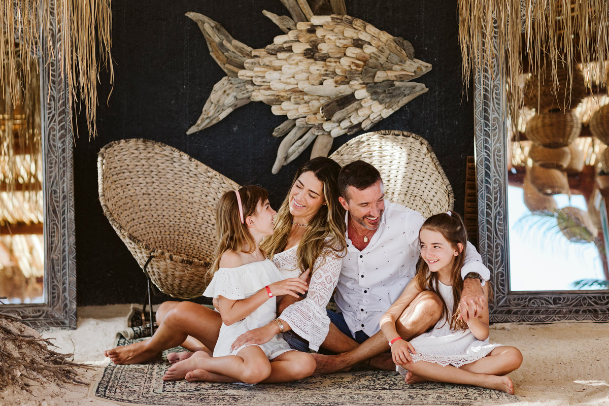 Family in the setup place at fiesta Americana Coral Beach