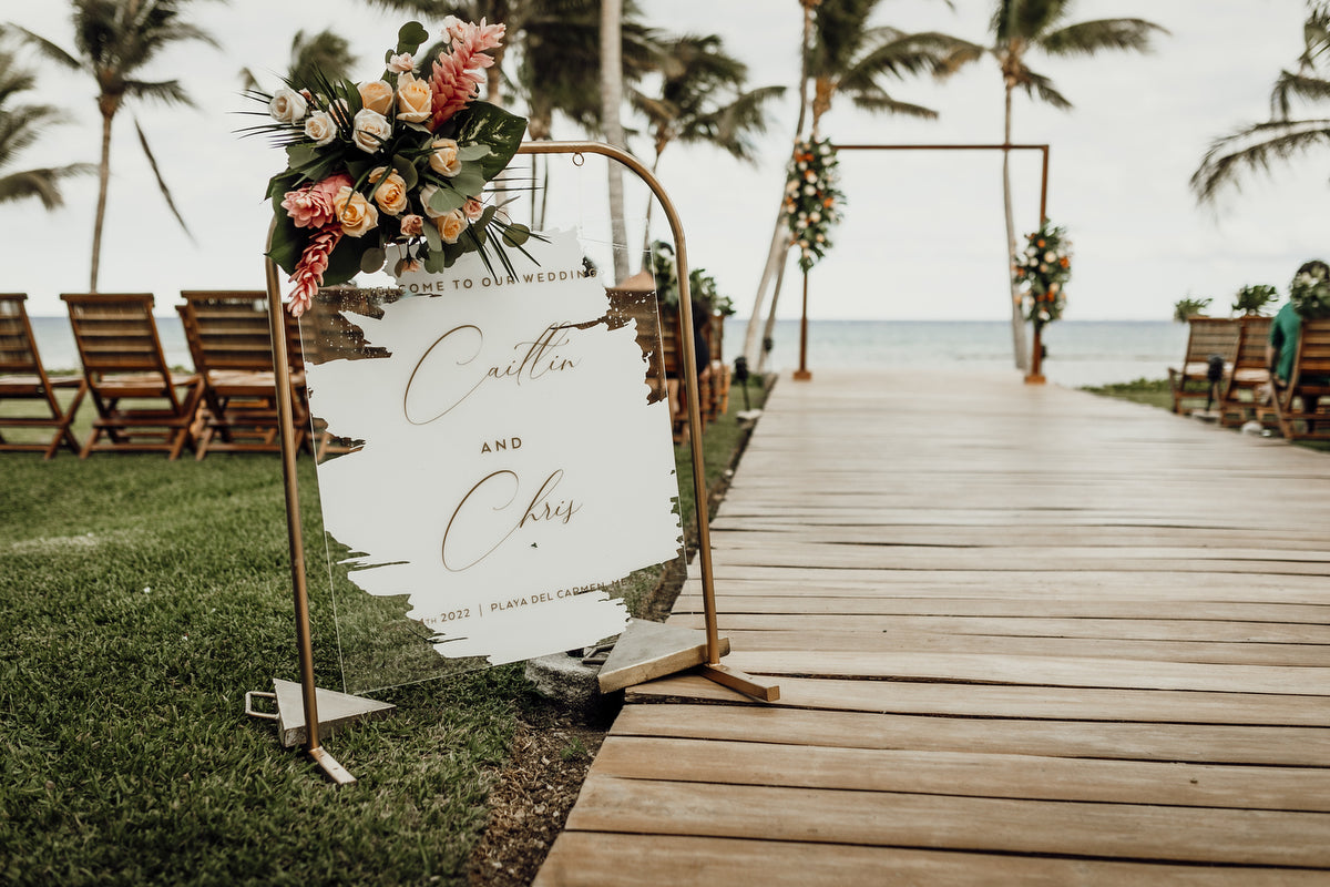 Aisle of Grand Velas  with a Banner for a wedding