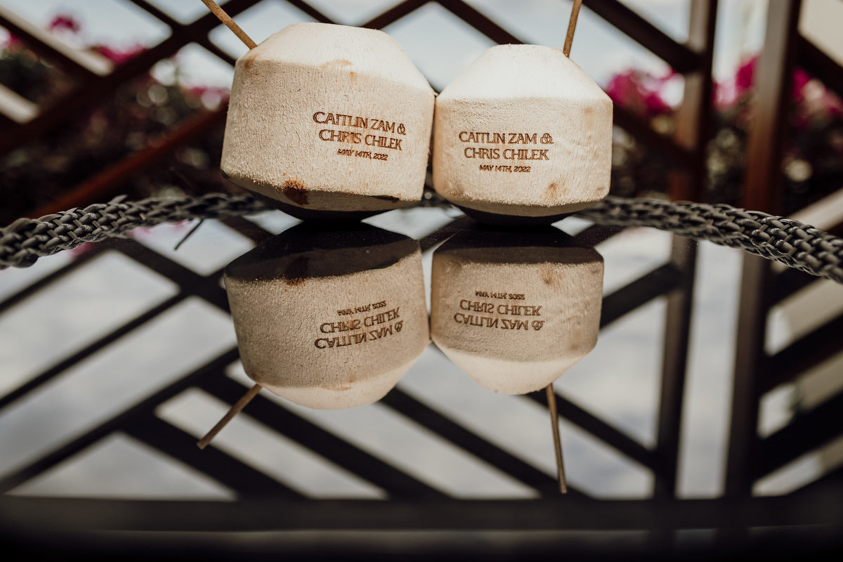 Personalized coconut for a wedding at Grand Velas Riviera Maya