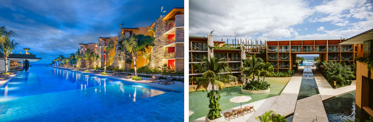 Views of the pool and room of the Hotel Xcaret Mexico