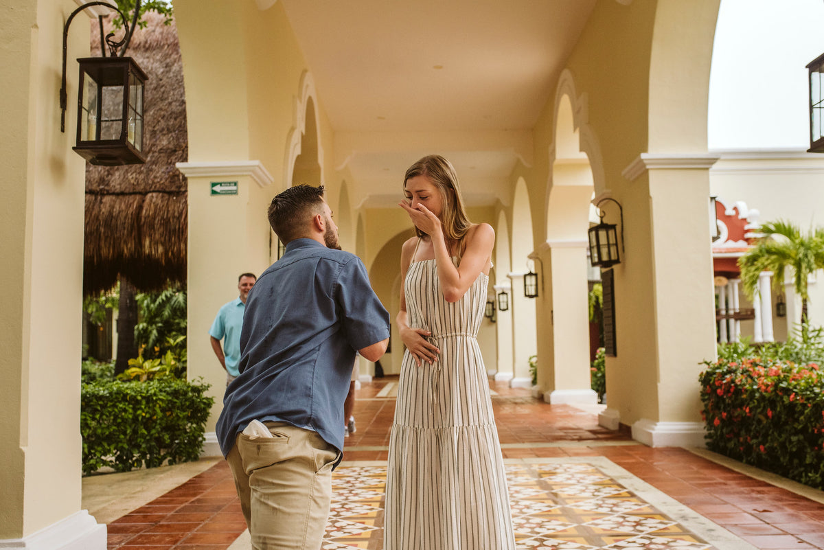 emotional woman during the engagement moment